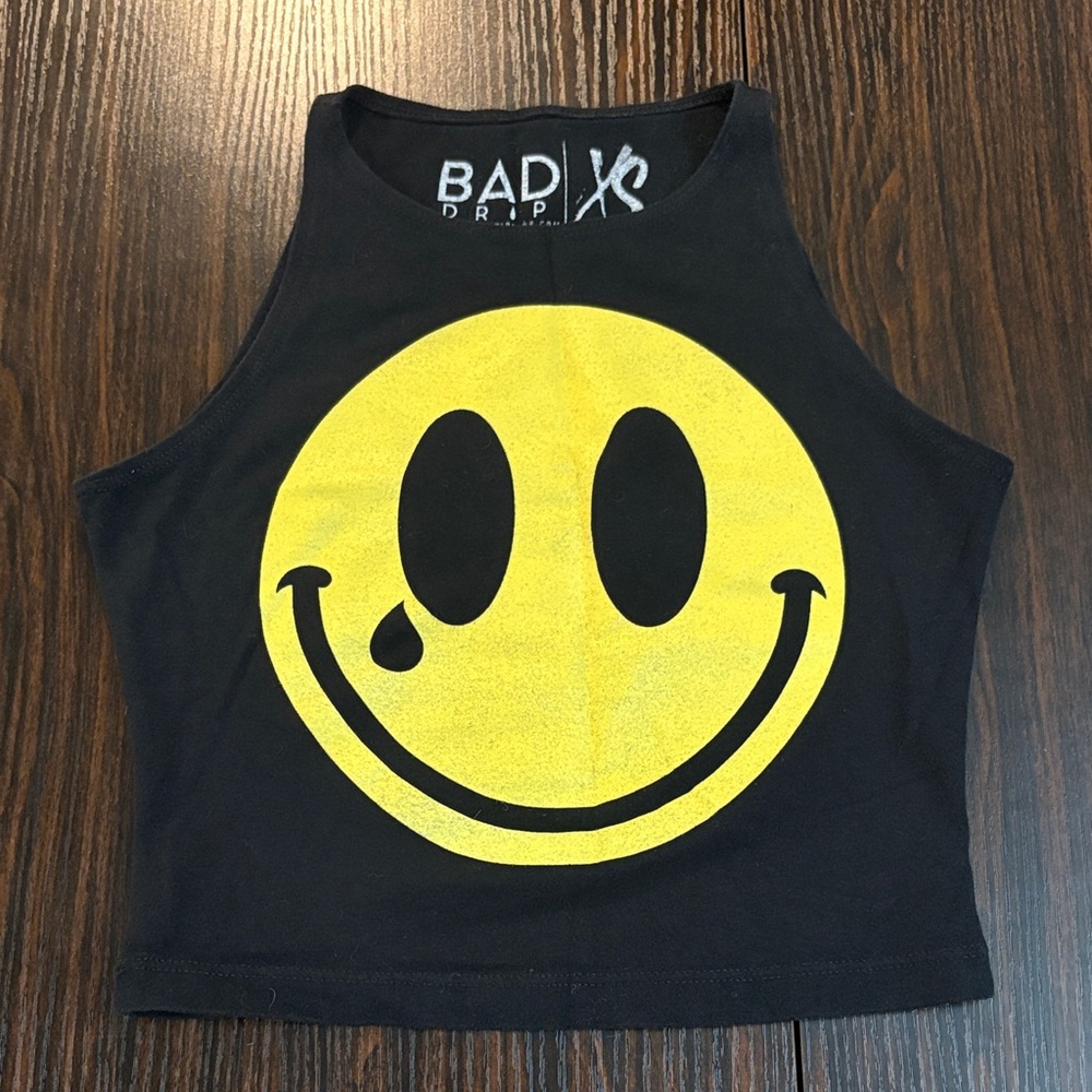 Black and Yellow Smiley Crop Top